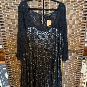Elegant Black Lace Long Sleeve Dress